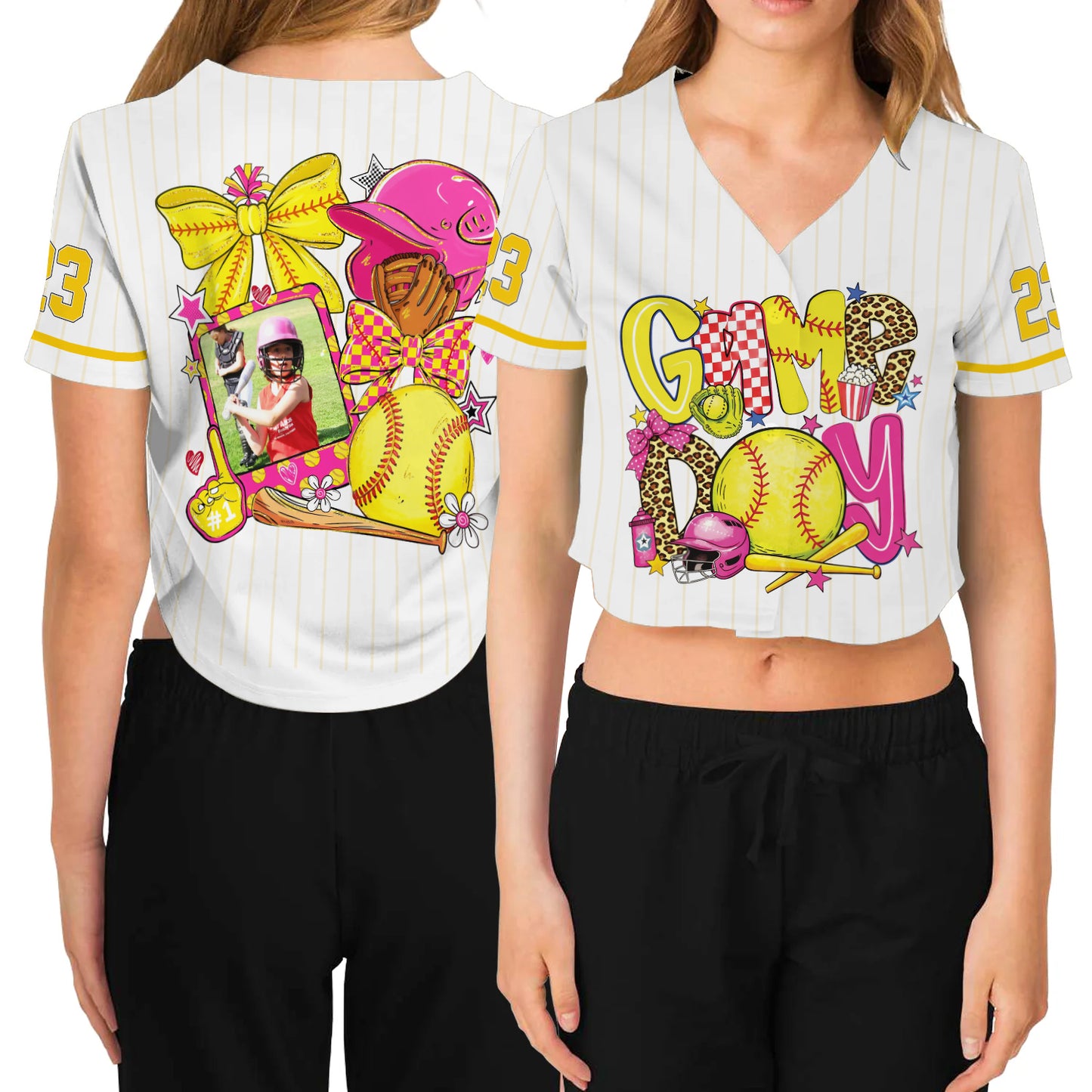 Custom Softball Mom Gameday Crop Top Baseball Jersey