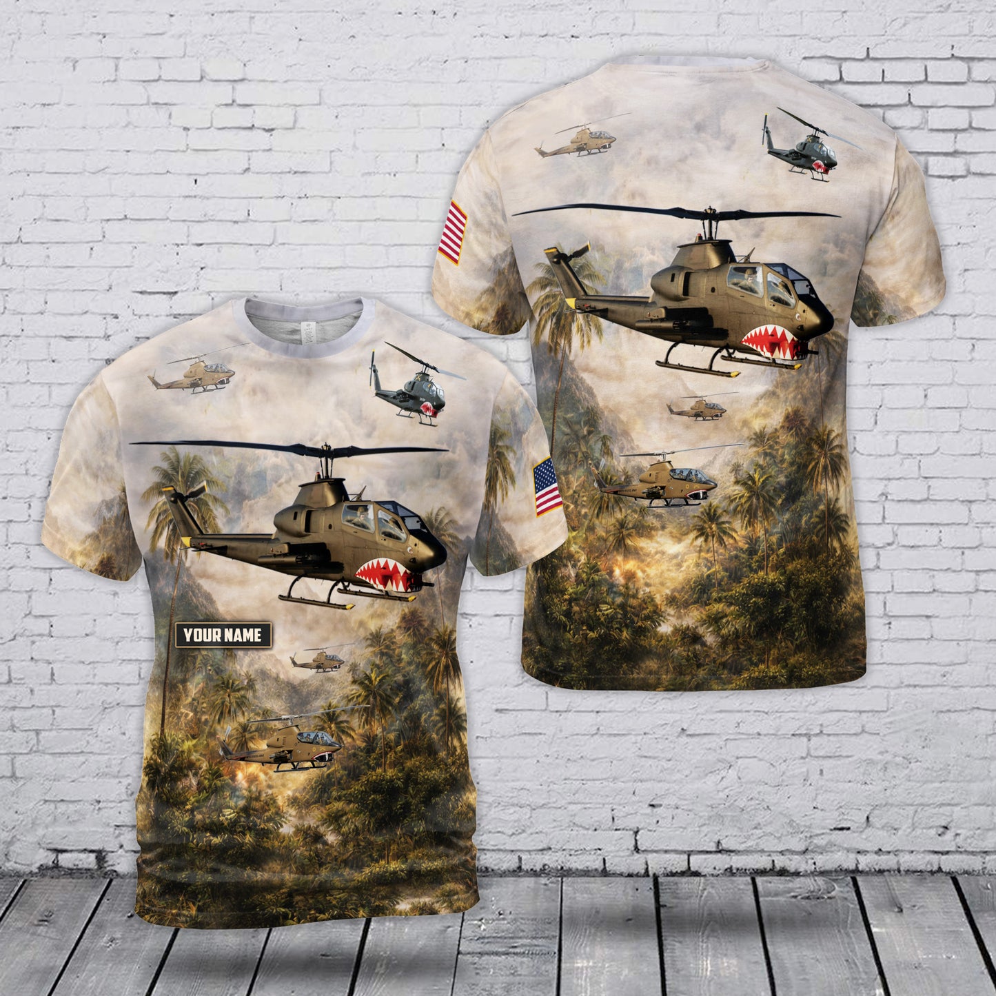 Custom Name Bell AH-1 Cobra 3D T-Shirt