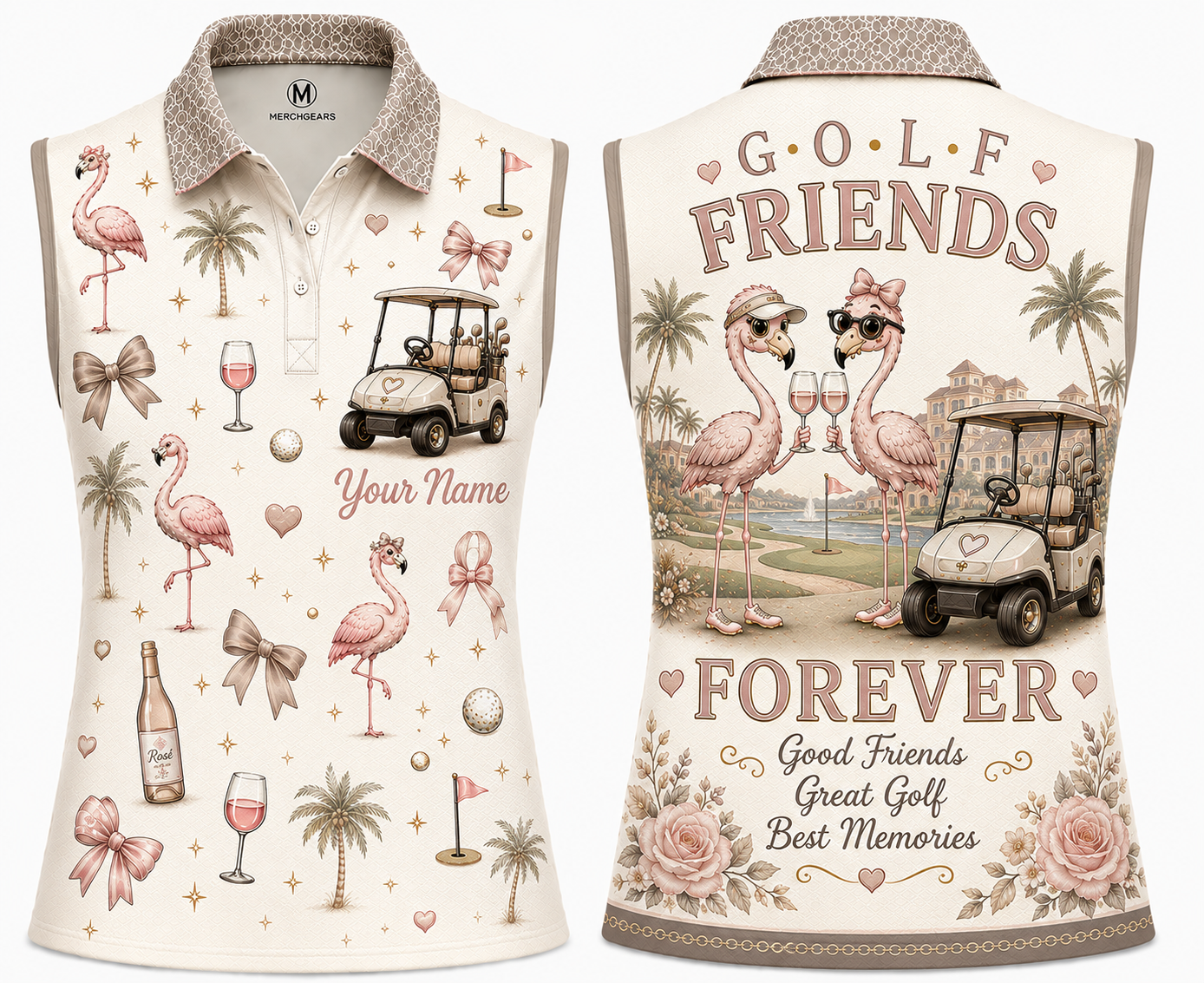 Personalized Golf Friends Forever Women's Sleeveless Athleisure Polo Shirt