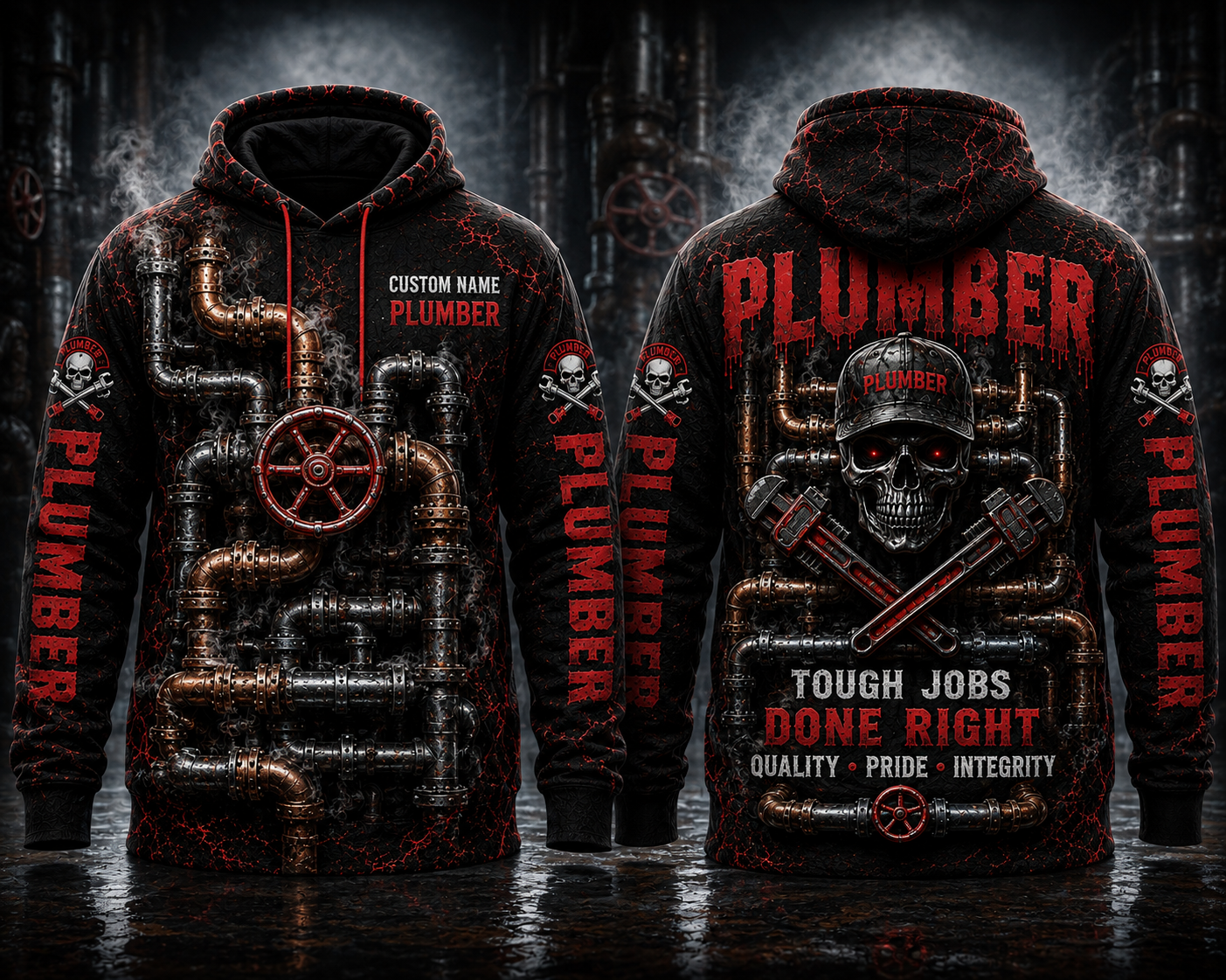 Custom Name Plumber Tough Jobs Done Right Quality Pride Integrity 3D Hoodie