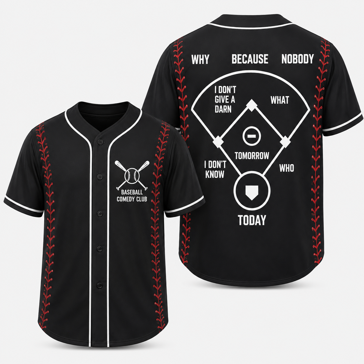 Funny Baseball Comedy Club Baseball Jersey - "Why? Because Nobody" Vintage Baseball Fan Gift