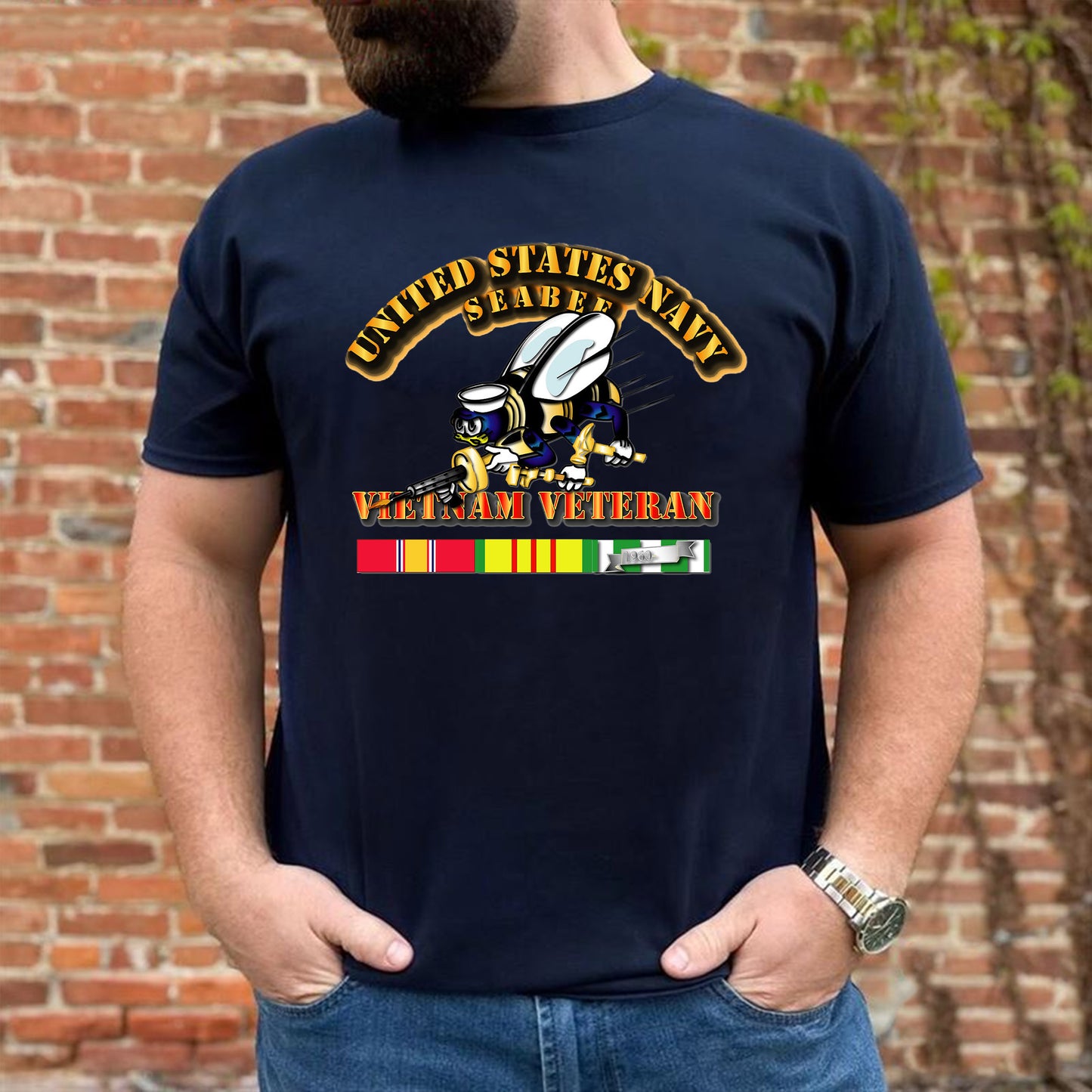 US Navy SEABEES Naval Construction Force Vietnam Veteran Classic Unisex T-Shirt Gildan 5000 (Made In US) DLQD1304PT04
