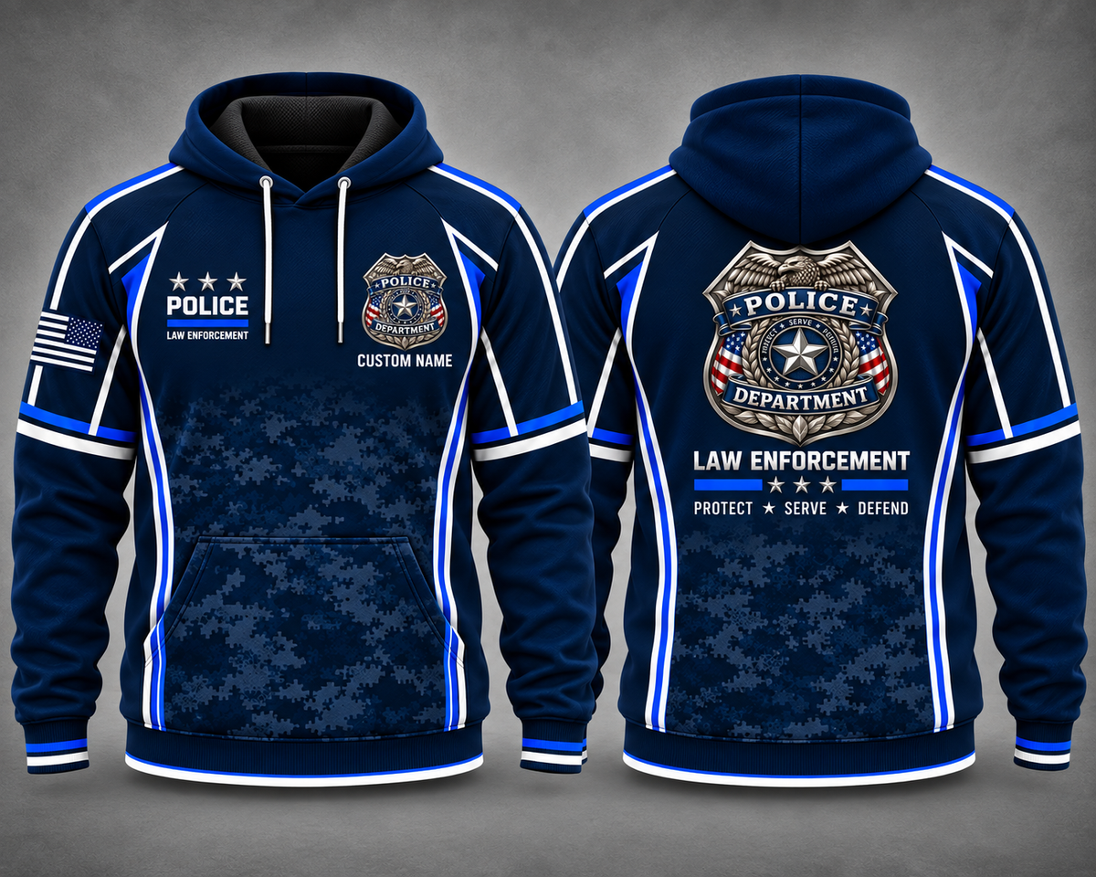 Custom Name Police Department Law Enforcement 3D Hoodie - Protect Serve Defend