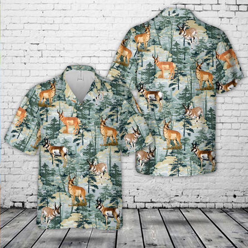 Pronghorn Antelope Tropical Hawaiian Shirt