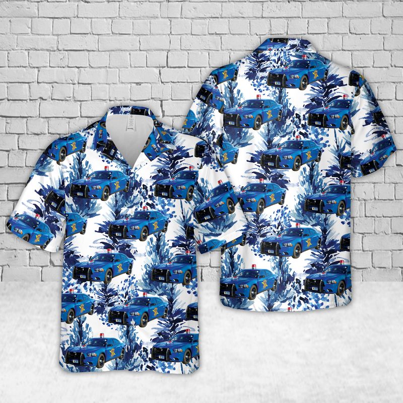 Michigan State Police Car Hawaiian Shirt