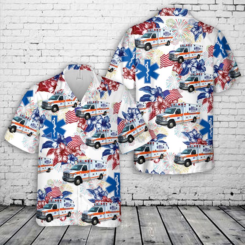 Bell Ambulance, Milwaukee, Wisconsin, 4th Of July Hawaiian Shirt