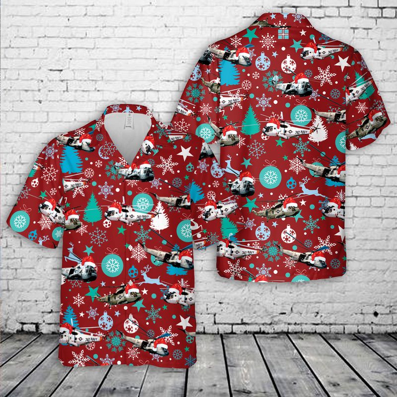 US Navy Sikorsky SH-3 Sea King Christmas Hawaiian Shirt