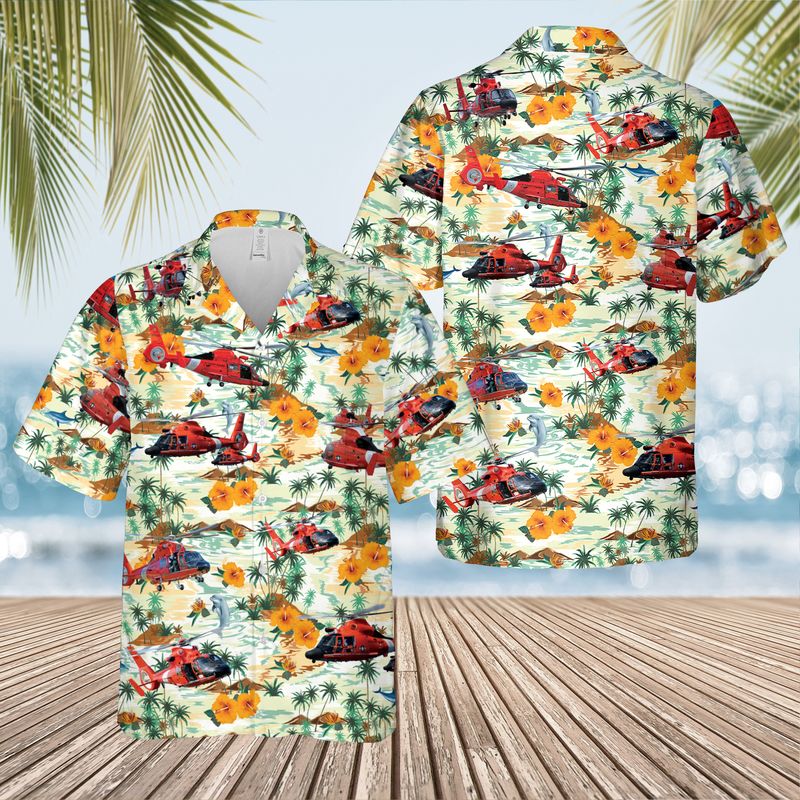 US Coast Guard Eurocopter MH-65 Dolphin Hawaiian Shirt