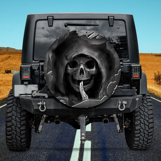 Shhh Grim Reaper Skull Spare Tire Cover