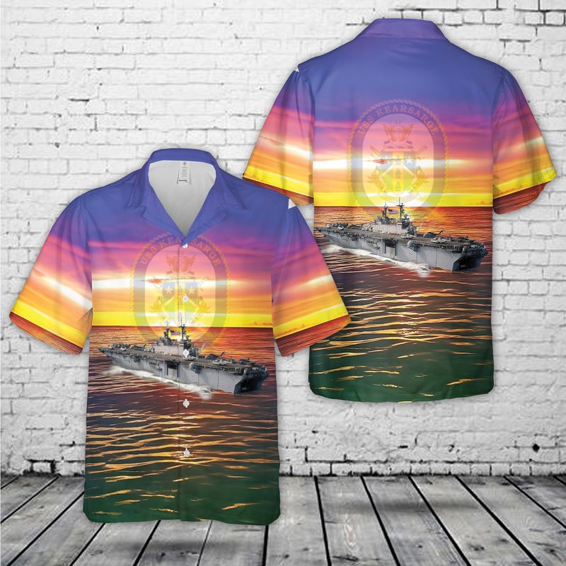 US Navy USS Kearsarge LHD-3 Amphibious Assault Ship Hawaiian Shirt