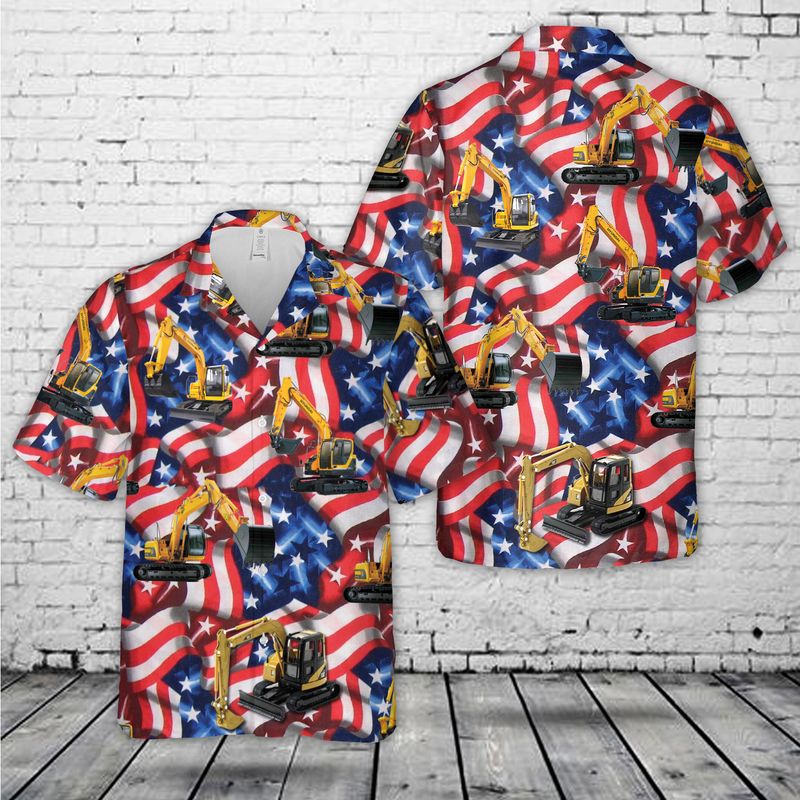 Excavator, 4th Of July Hawaiian Shirt