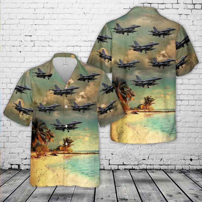Royal Danish Air Force General Dynamics F-16AM `Fighting Falcon` fighter aircraft E-008 Hawaiian Shirt