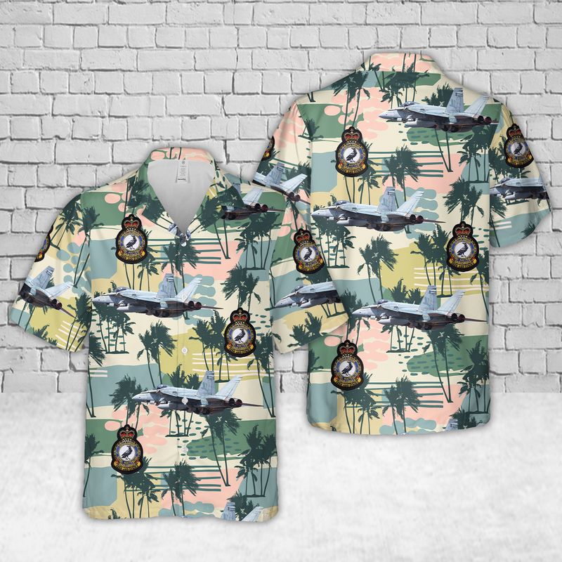 Royal Australian Air Force F/A-18A Hornet No. 75 Squadron RAAF Hawaiian Shirt