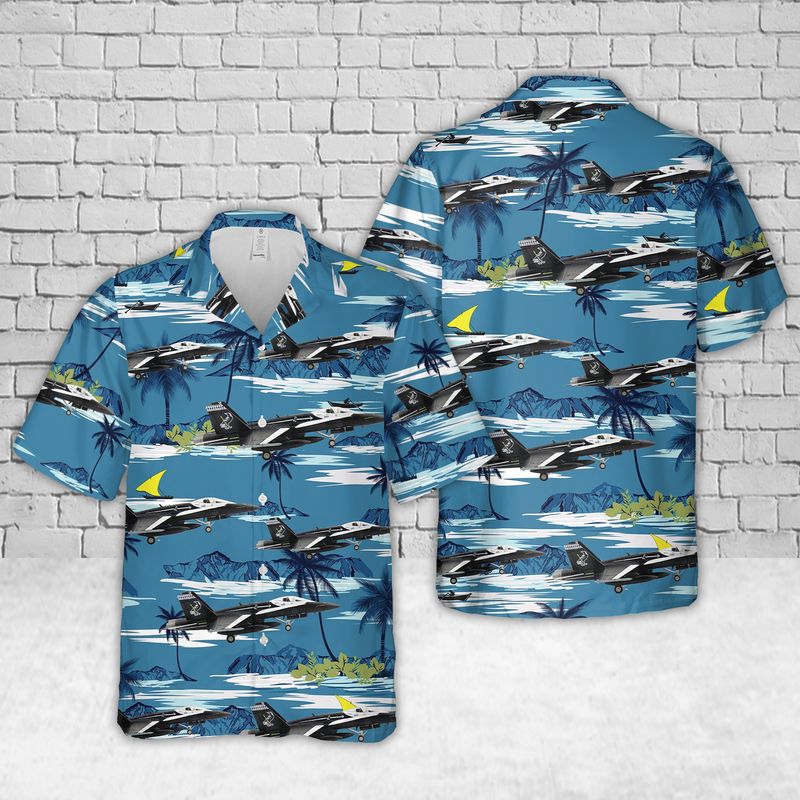 Royal Australian Air Force F/A-18A Hornet No. 75 Squadron RAAF Hawaiian Shirt