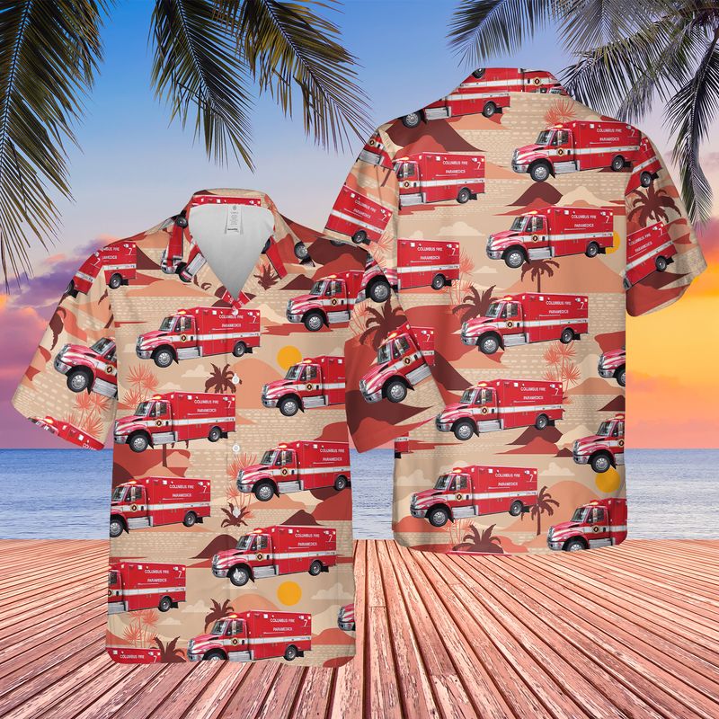 Ohio, Columbus Fire Paramedic Truck-based Ambulance Hawaiian Shirt