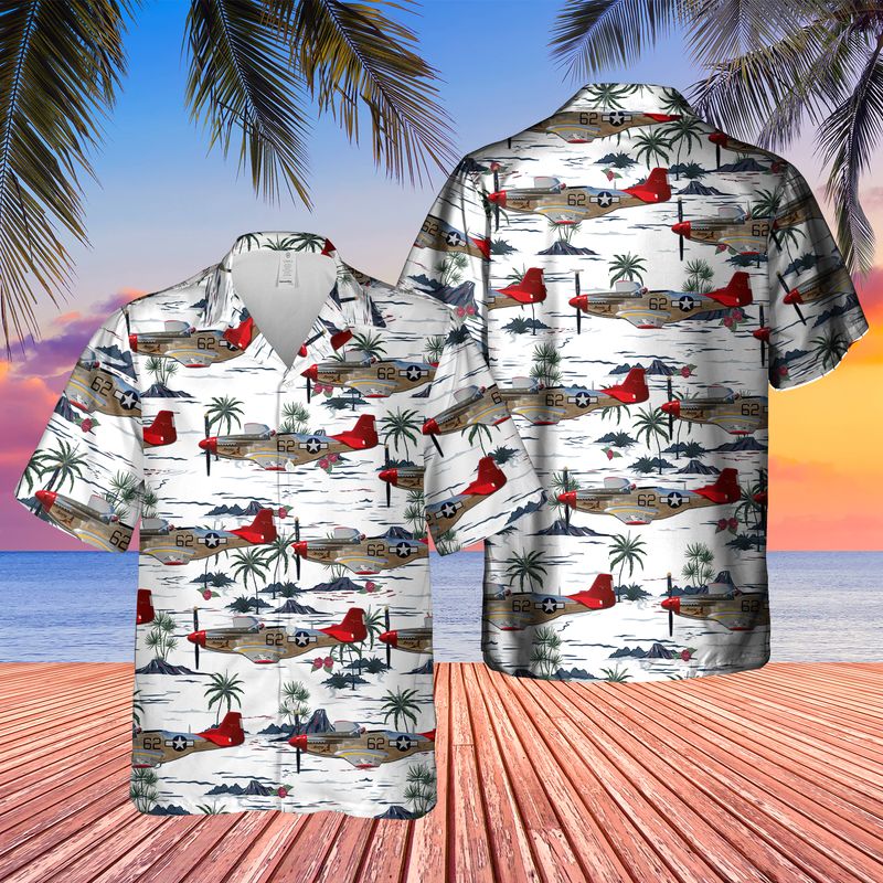 P-51 Red Tail Mustang Bunny Hawaiian Shirt