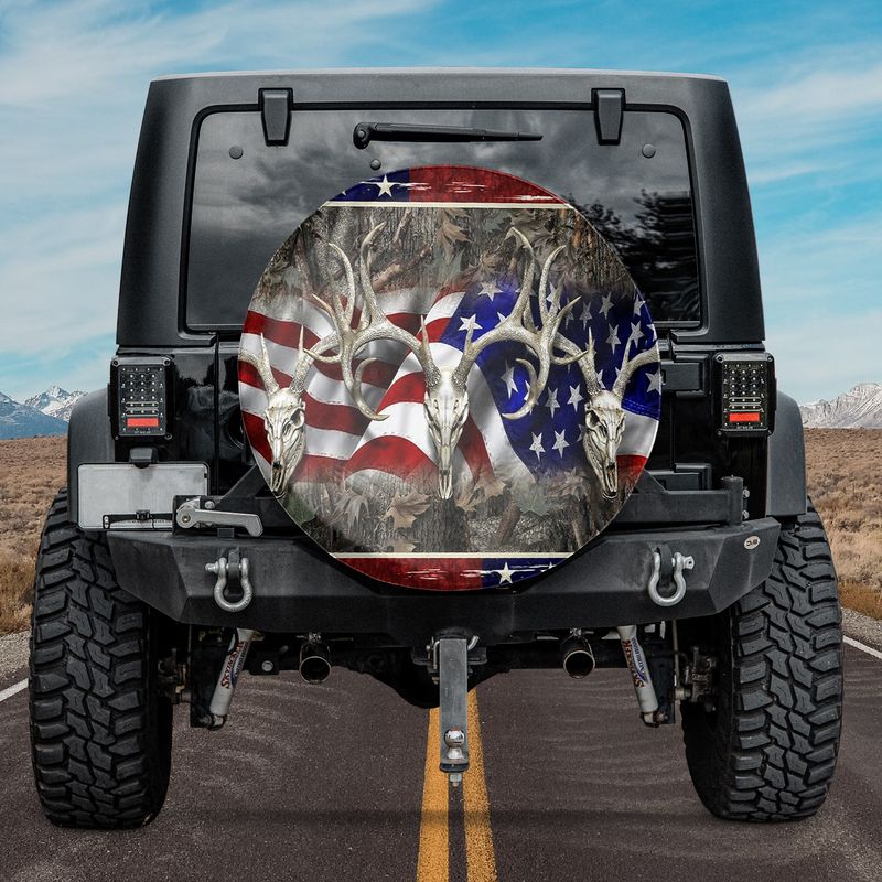 Hunting Camouflage Flag Spare Tire Cover