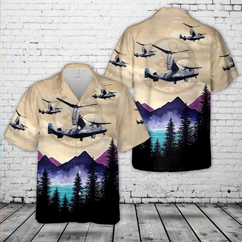 Marine Medium Tiltrotor Squadron 263 VMM-263 'Thunder Chickens' MV-22 Osprey Hawaiian Shirt