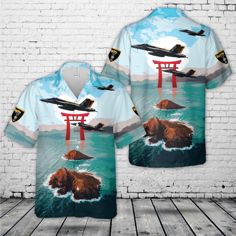 US Navy F/A-18E Super Hornet Of VFA-27 Royal Maces Hawaiian Shirt