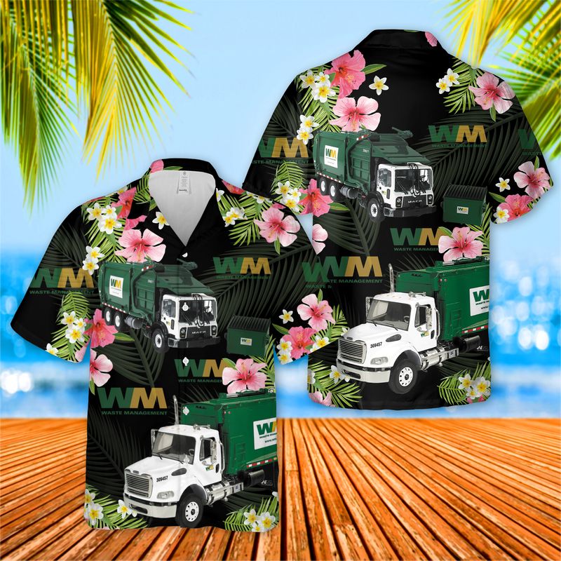 US Waste Management Garbage Truck Hawaiian Shirt