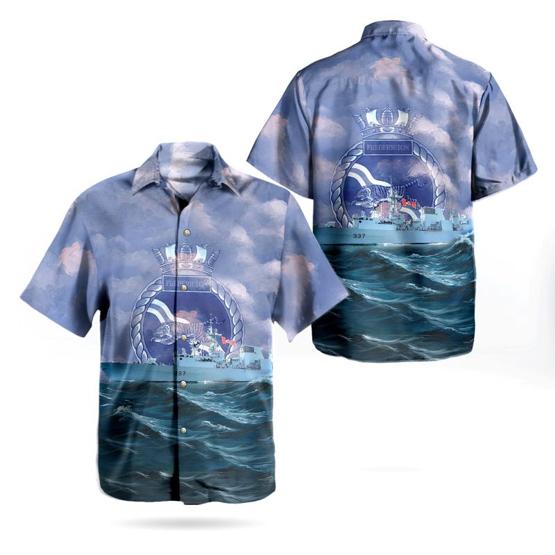 Royal Canadian Navy HMCS Fredericton NCSM Fredericton (FFH 337) Hawaiian Shirt