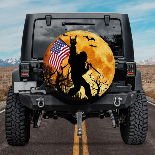 Bigfoot American Flag Welcome Halloween Car Spare Tire Cover