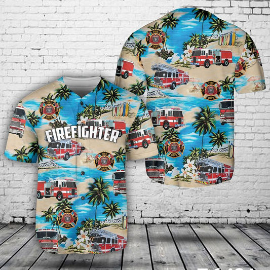 Firefighter Fire Truck Baseball Jersey