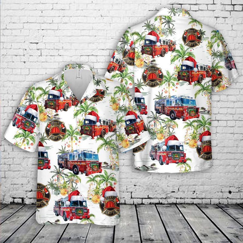 Fire Truck Christmas Hawaiian Shirt