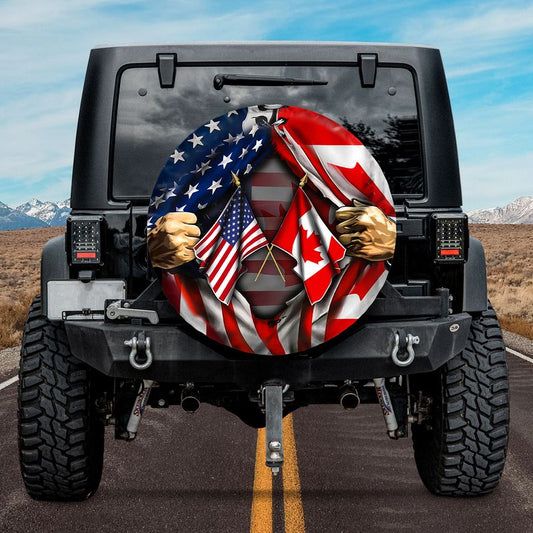 Canadian American Flag Spare Tire Cover
