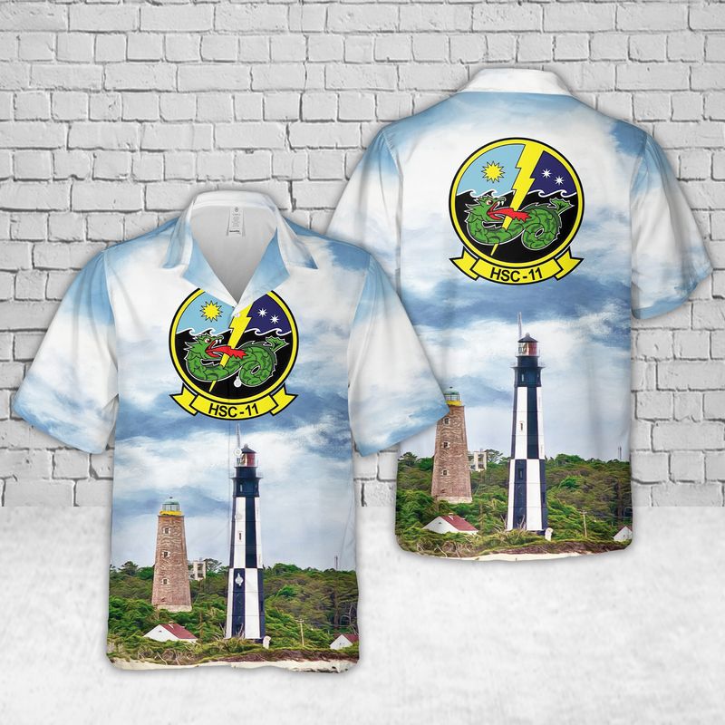 US Navy Helicopter Sea Combat Squadron HSC-11 "Dragonslayers" MH-60S Seahawk Hawaiian Shirt