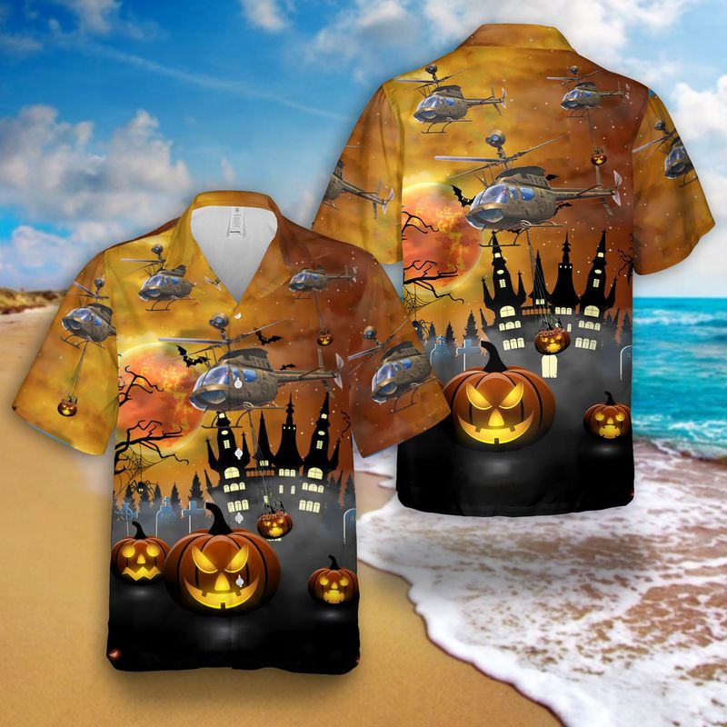 US Army OH-58 Kiowa Halloween Hawaiian Shirt