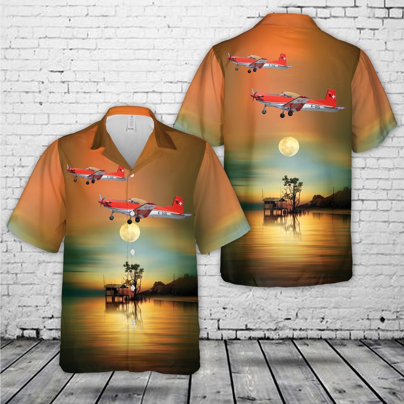 Swiss Air Force Pilatus PC-7 Hawaiian Shirt