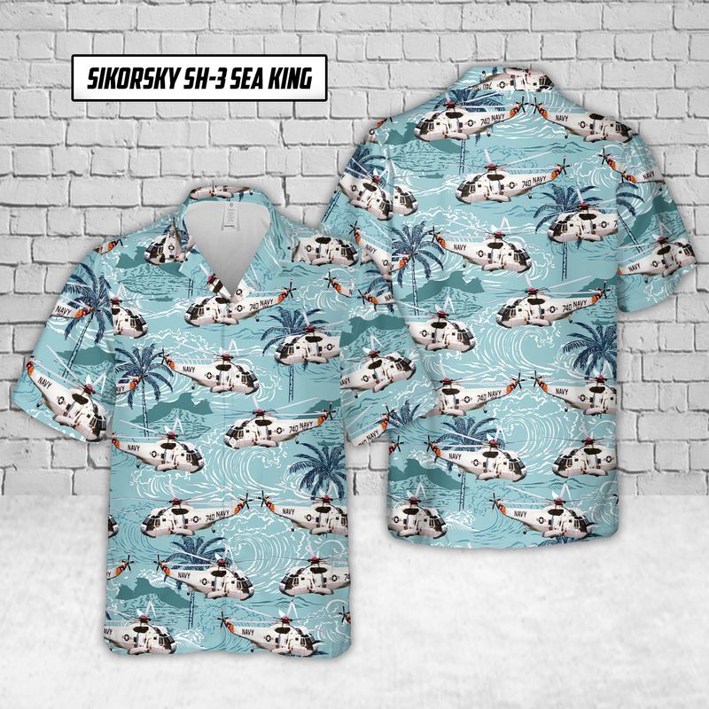 Navy Sikorsky SH-3 Sea King Hawaiian Shirt