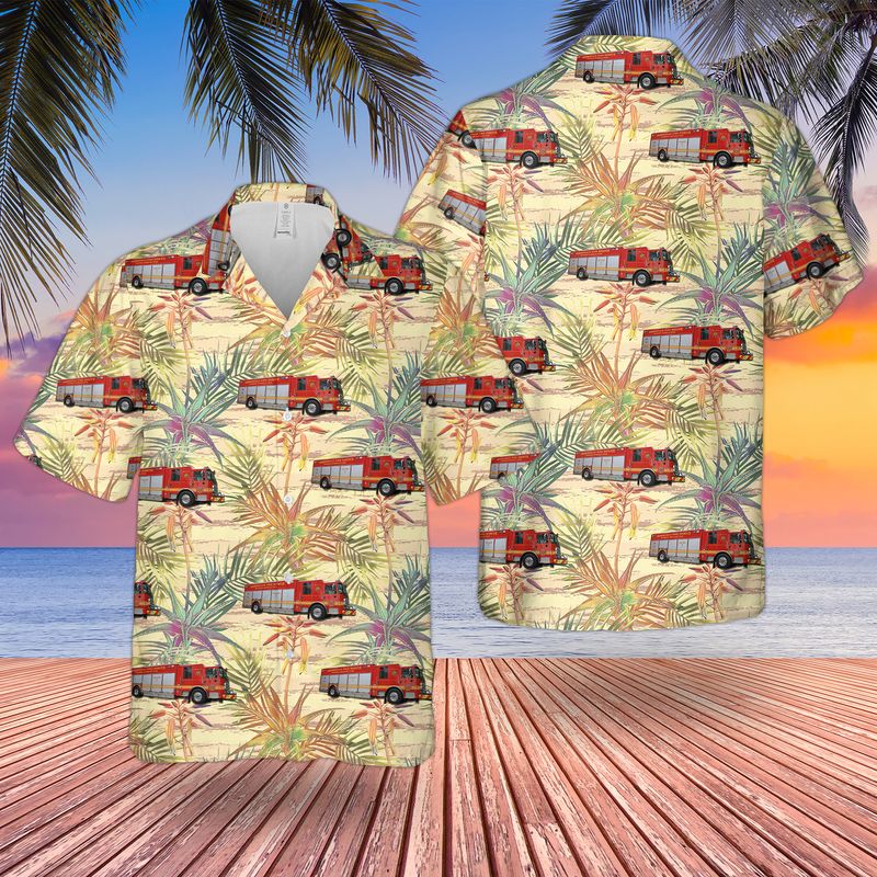 Jacksonville Fire and Rescue Department Truck Hawaiian Shirt