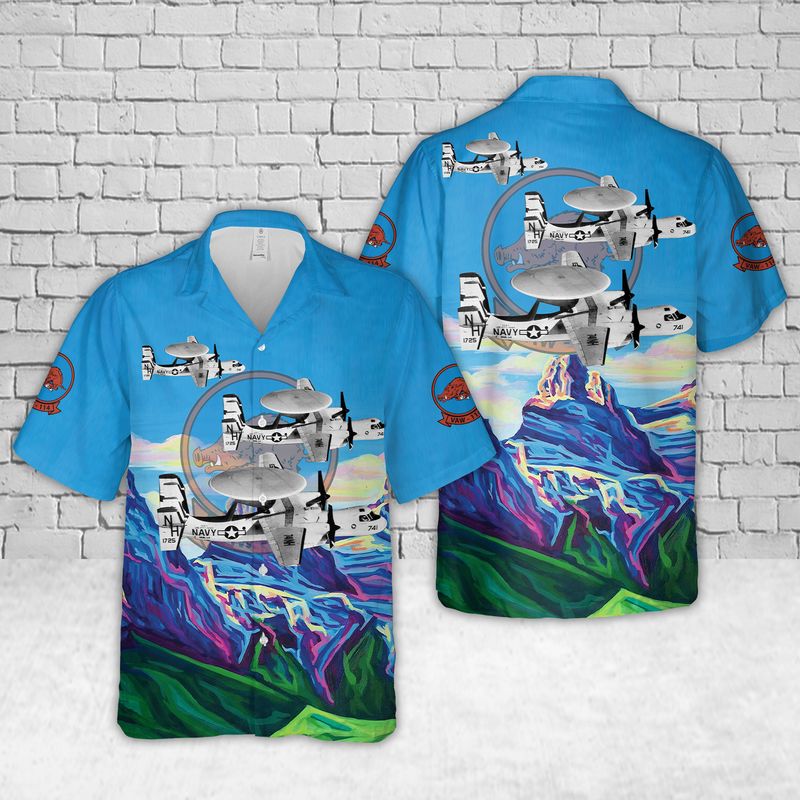 US Navy E-2A Hawkeye Of VAW-114 "Hormel Hawgs" USS Kitty Hawk CVA-63 Hawaiian Shirt