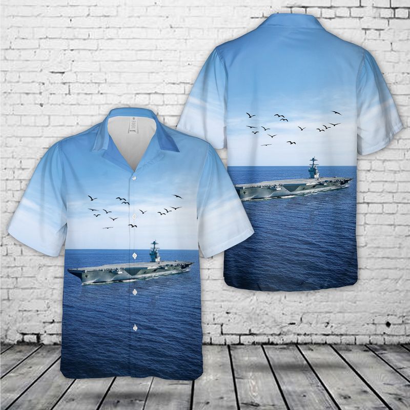 US Navy USS Gerald R. Ford (CVN-78) Hawaiian Shirt