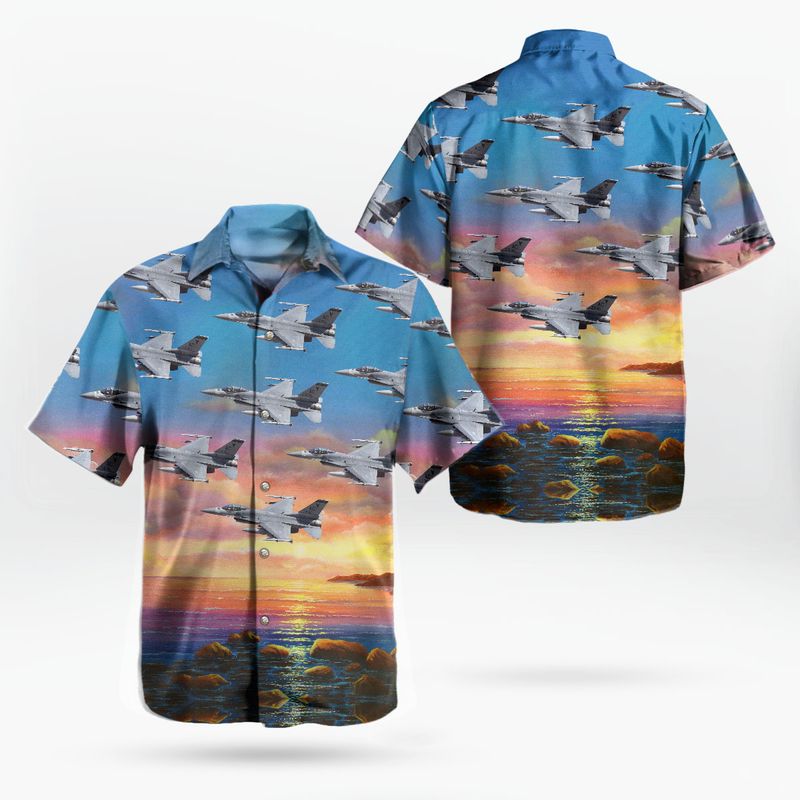 US Air Force General Dynamics F-16C Fighting Falcon (401) Hawaiian Shirt
