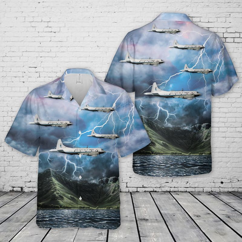 National Oceanic and Atmospheric Administration Lockheed WP-3D Hurricane Hunters Hawaiian Shirt