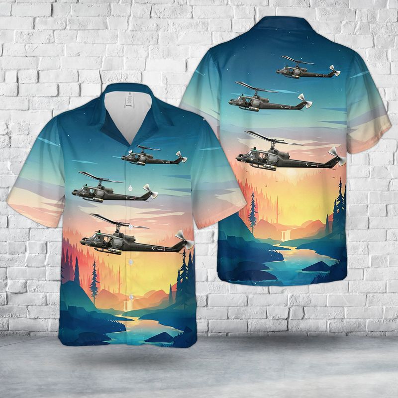 UH-1C Gunship Huey Of 2nd Assault Helicopter Company Sidekicks Hawaiian Shirt