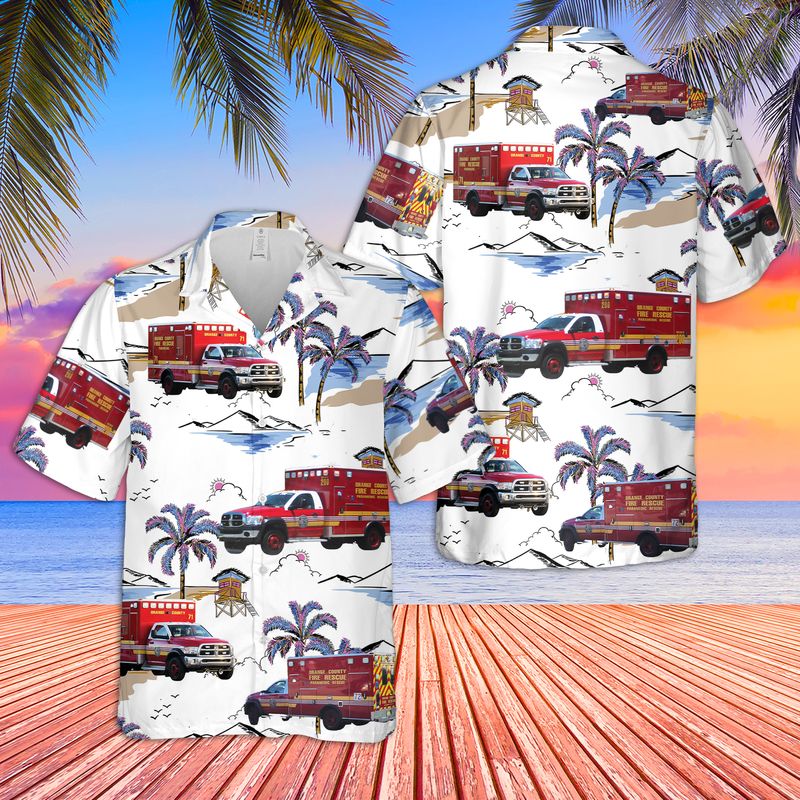Florida Orange County Fire Rescue Paramedic Rescue 71 Fire Station 71 (Three Points) Hawaiian Shirt