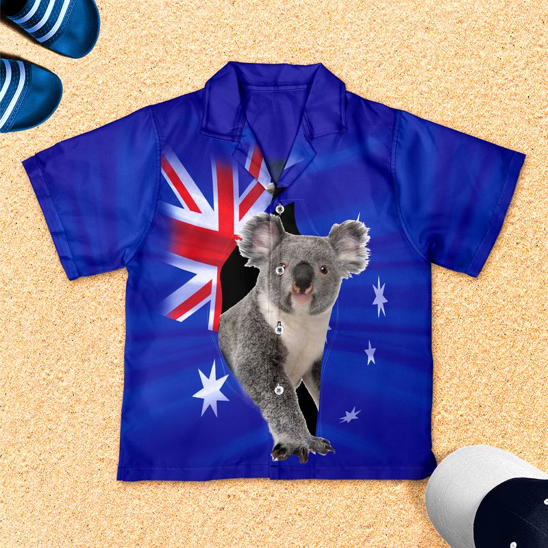 Koala Australia Day Flag Youth Short-sleeve Hawaiian Shirt