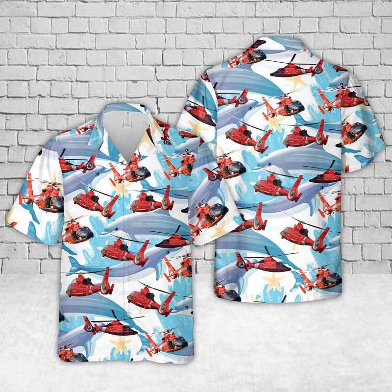 US Coast Guard Eurocopter MH-65 Dolphin Hawaiian Shirt