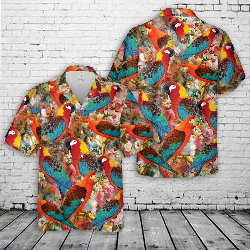 Cuban Red Macaw (Ara Tricolor) Parrot Hawaiian Shirt