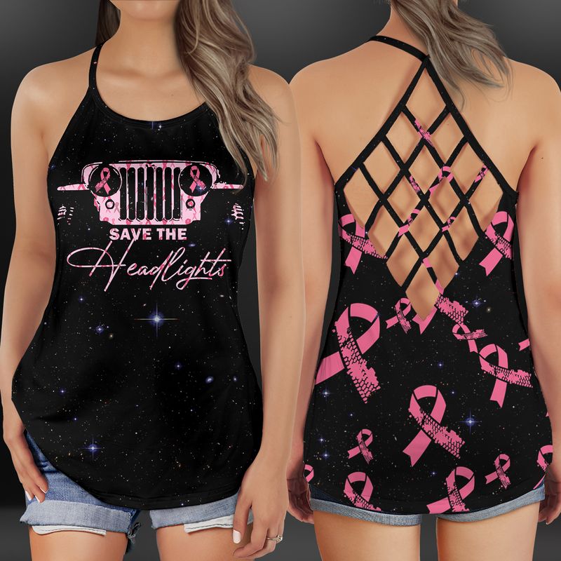 Jp Save Your Headlights AOP Criss Cross Open Back Tank Top