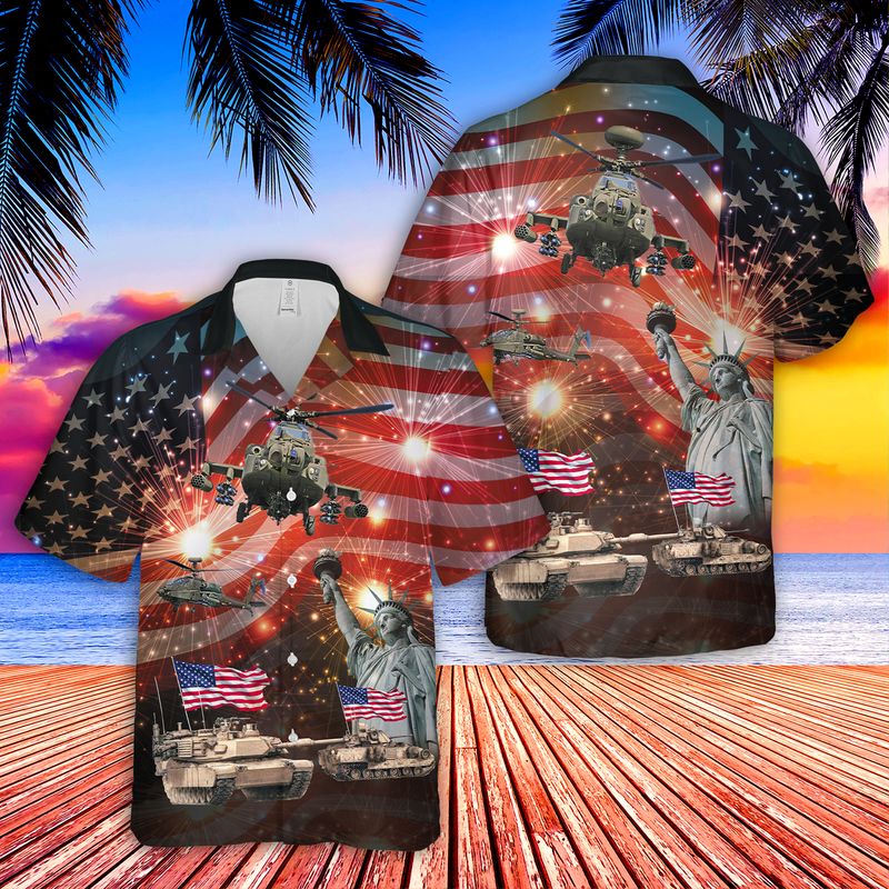 M1A2 Abrams and M3 Bradley 4th Of July Hawaiian Shirt