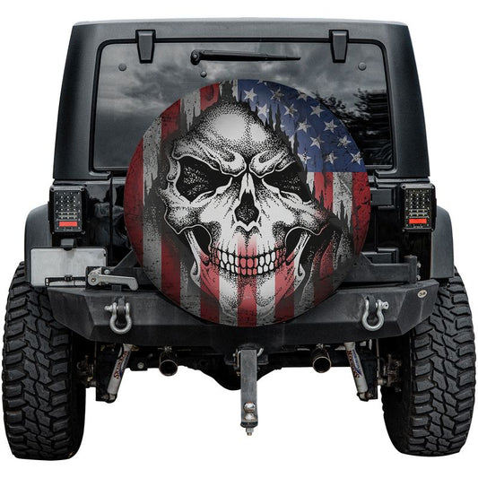 US Flag Skull Spare Tire Cover