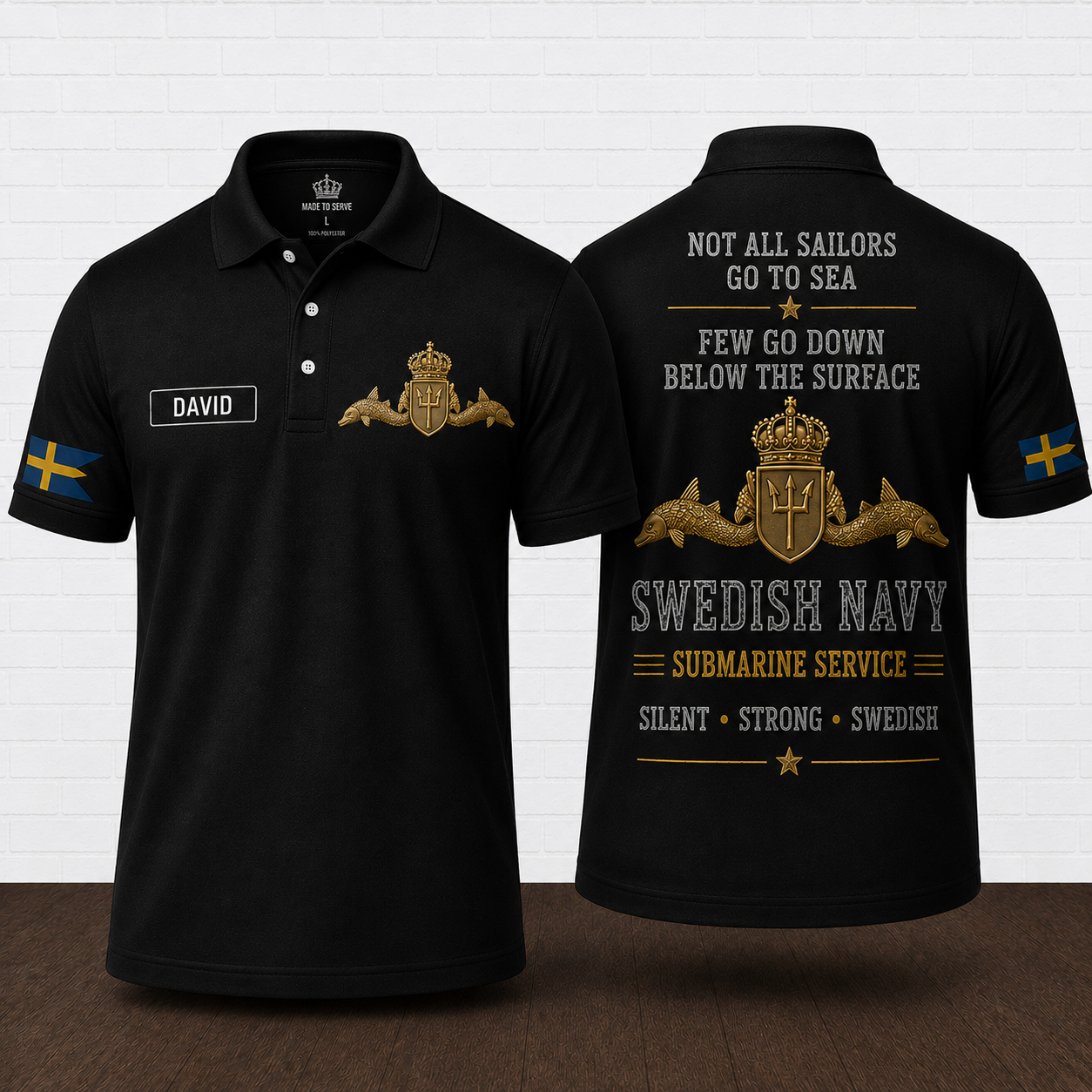 Personalized Swedish Navy Submarine Veteran Polo Shirt | Custom Name Gift