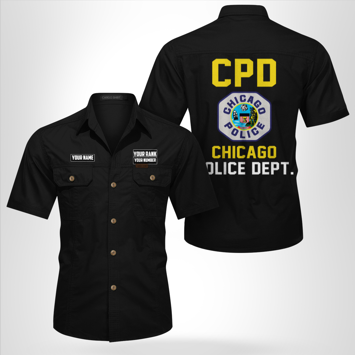 Custom Name, Rank And Number Chicago, Illinois, Chicago Police Department (CPD) Cotton cargo shirt