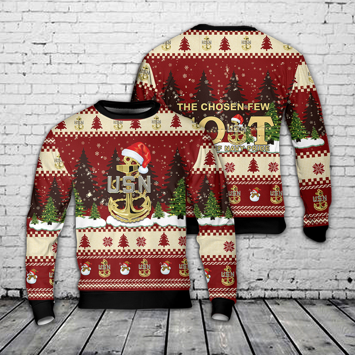 USS Navy GOAT Chief Christmas Sweater