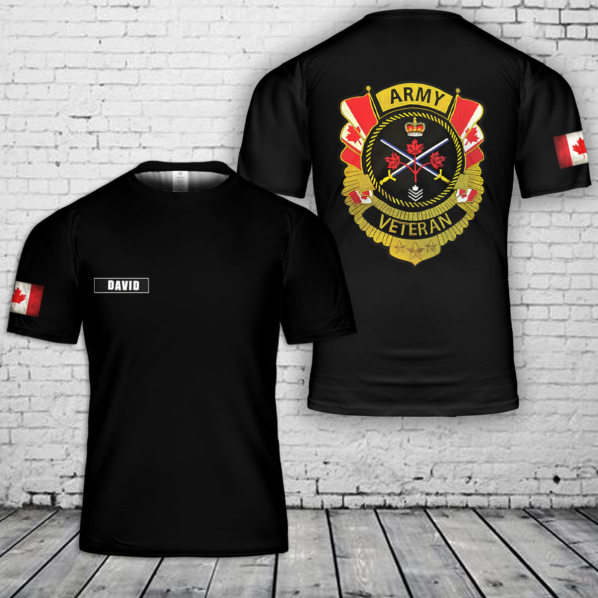 Custom Name Canadian Army Veteran 3D T-Shirt